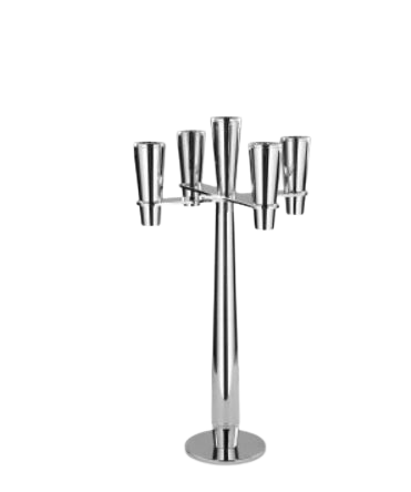 5 Stem Nickel Candle Holder