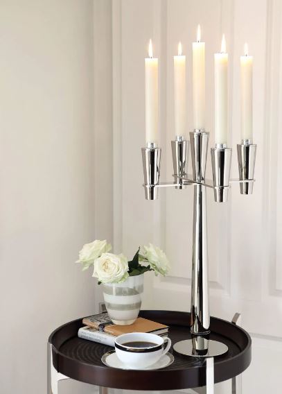 5 Stem Nickel Candle Holder