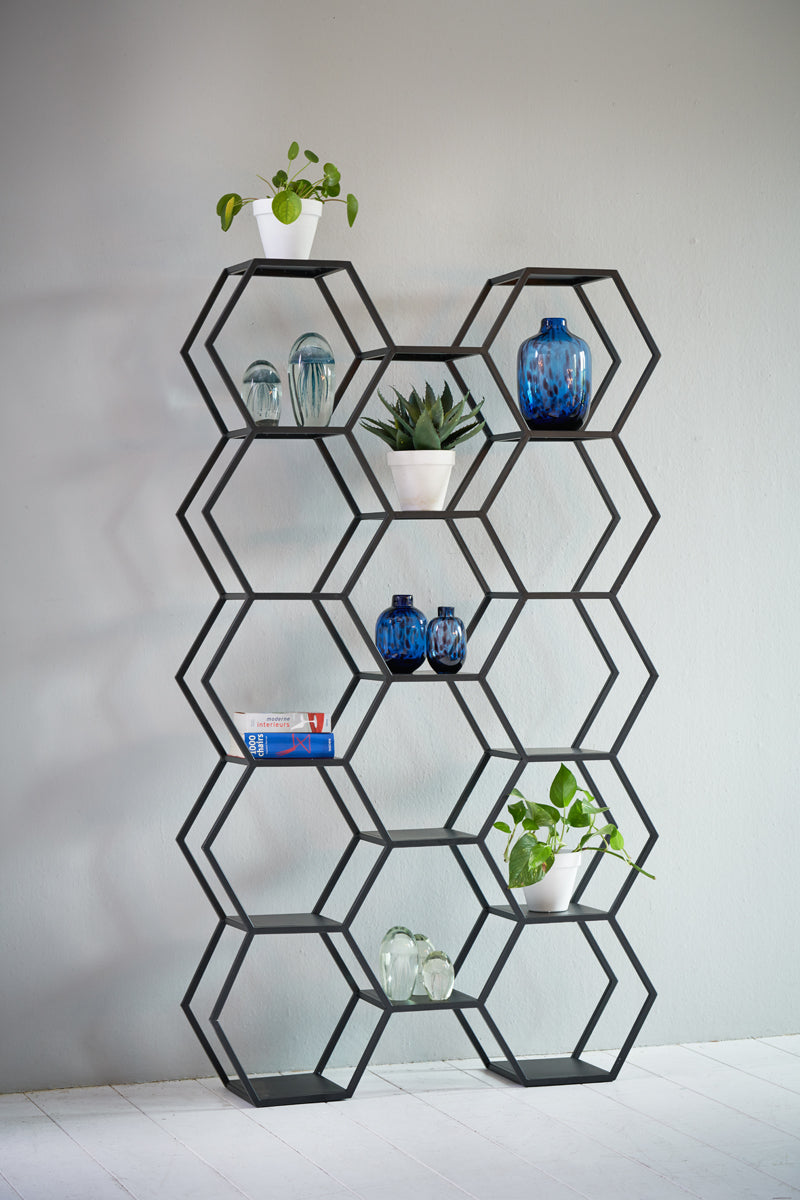 Matte Black Hexagon Shelving Unit Large