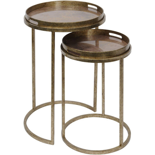 Antique Gold Atlas Set Of 2 Side Tables