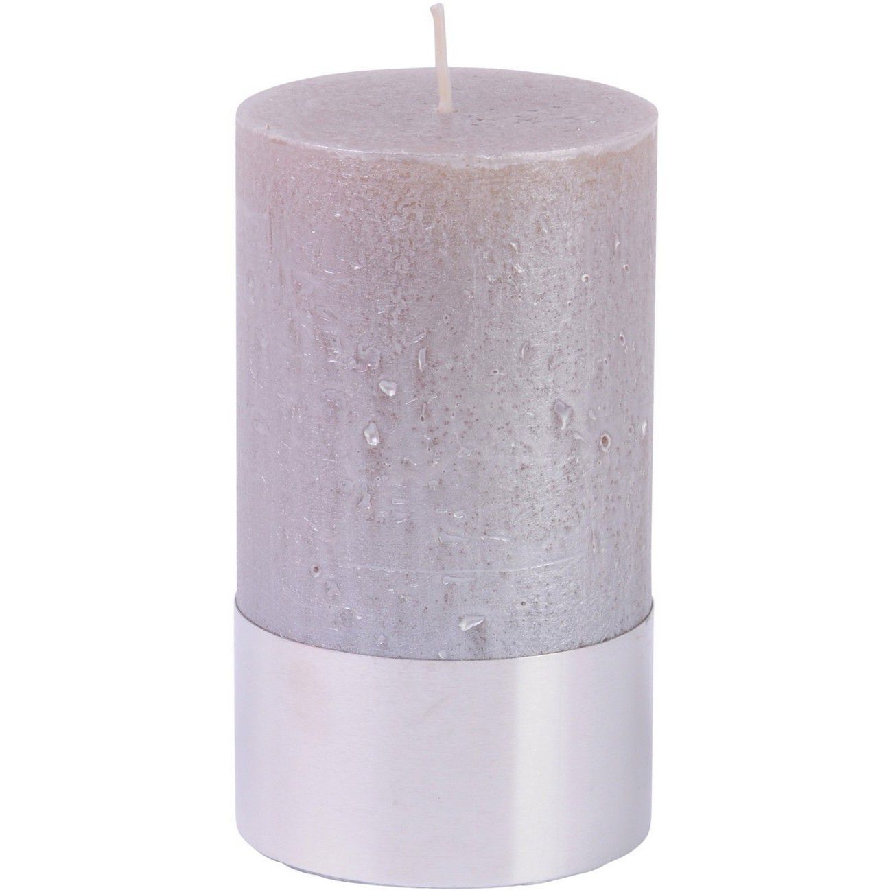 Libra Taupe Metallic Pillar Candle 7x12cm