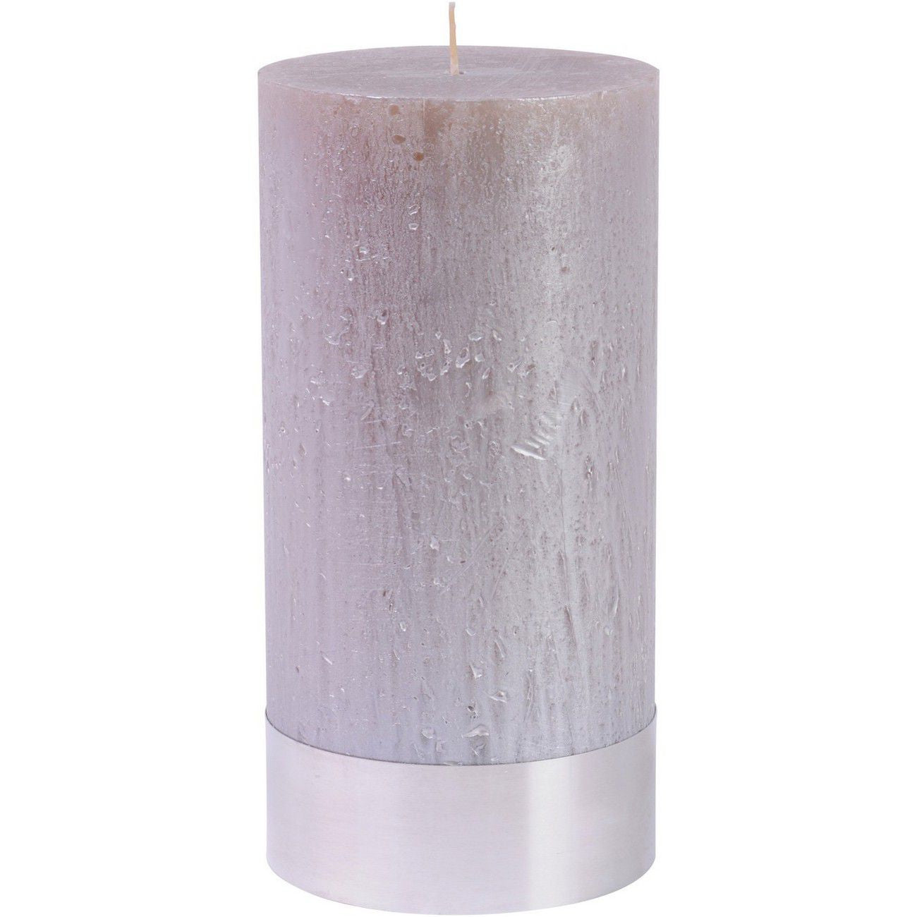 Libra Taupe Metallic Pillar Candle 10×20