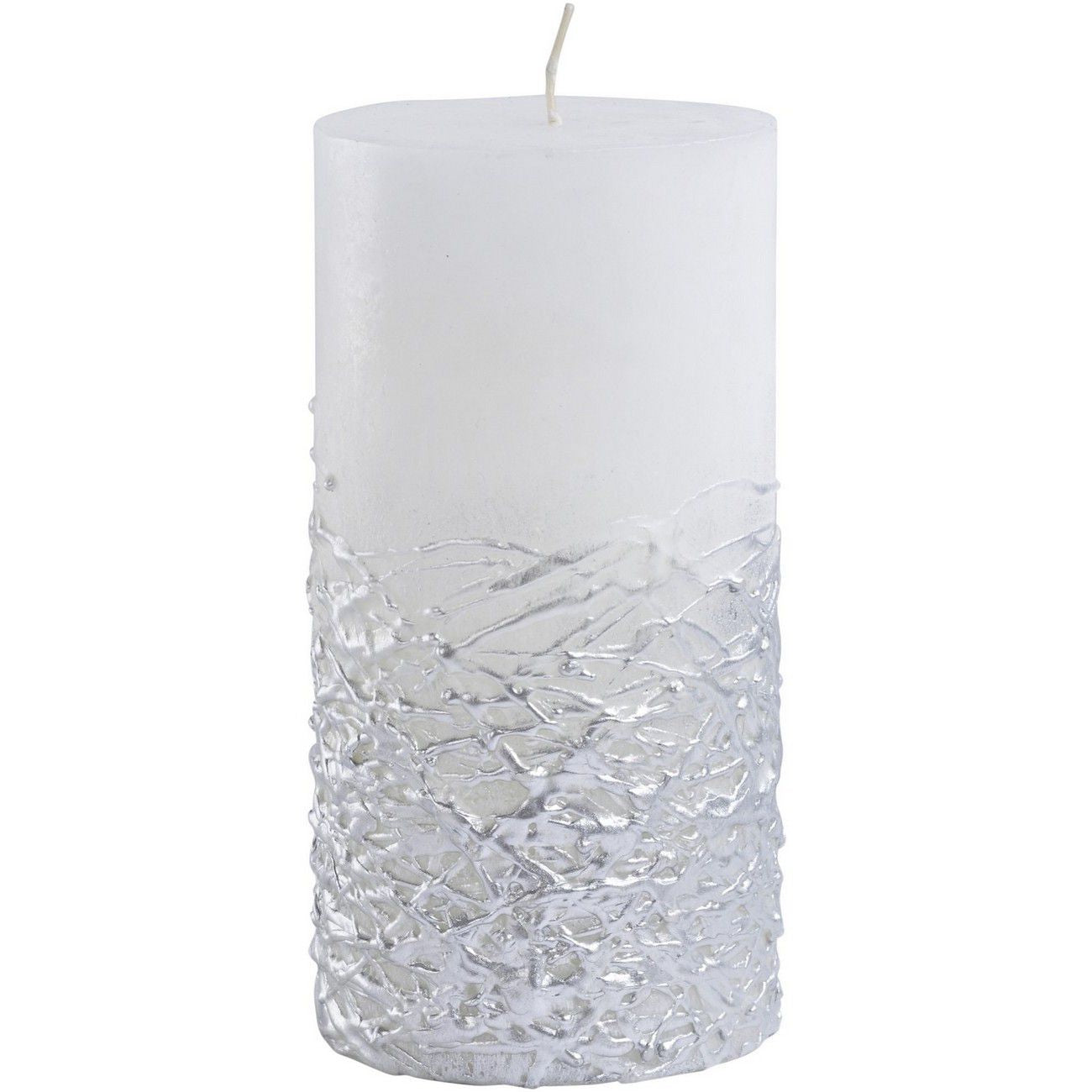 Libra White Candle With Textured Silver Base 10×20