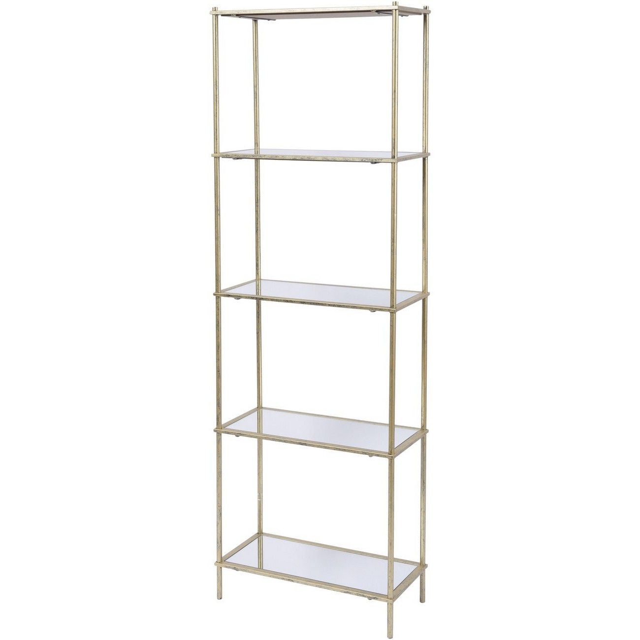 Five Tier Shelving Unit With Mirrored Panels