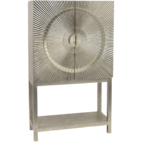 Coco Silver Embossed Metal 2 Door Bar Cabinet