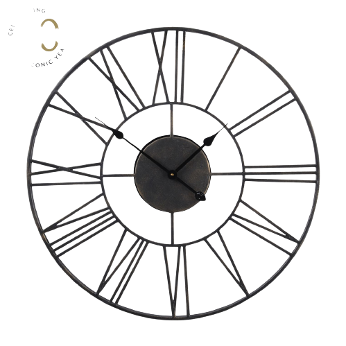 Antique Black Skeletal Wall Clock