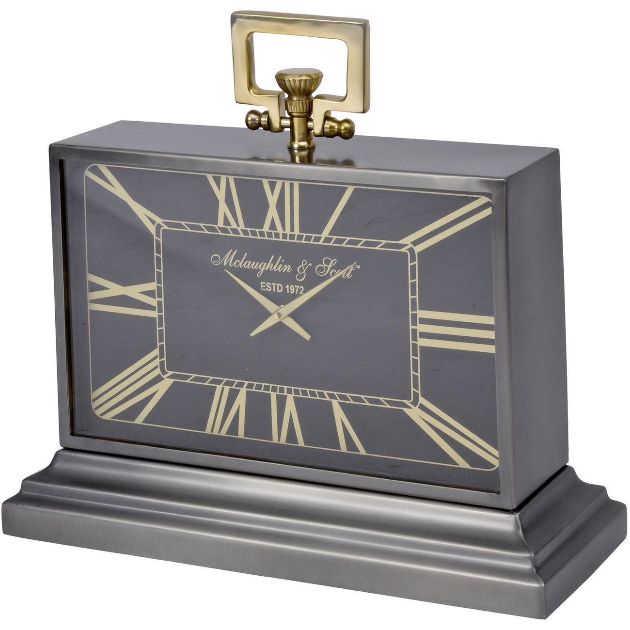 Latham Medium Black And Gold Aluminium Rectangular Clock