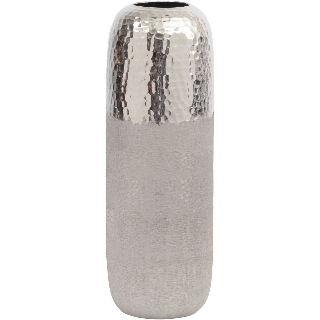 Fuse Hammered and Brushed Large Vase in Silver Finish
