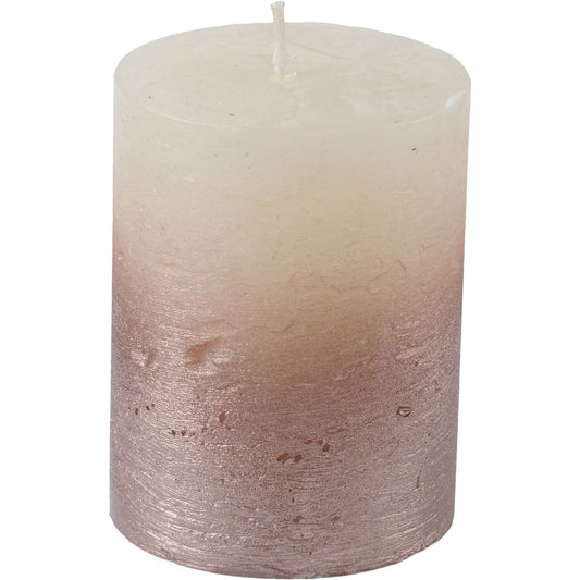 Libra White Pillar Candle With Metallic Pink Ombre Base 10x10cm