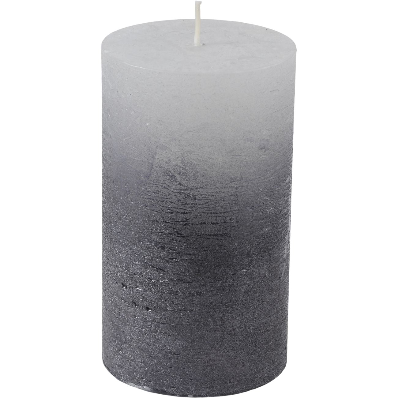 Bougie pilier Balance blanche avec base ombrée noir métallisé 7x19cm