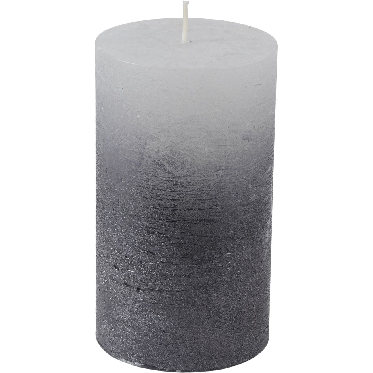 Libra White Pillar Candle With Metallic Black Ombre Base 7x19cm