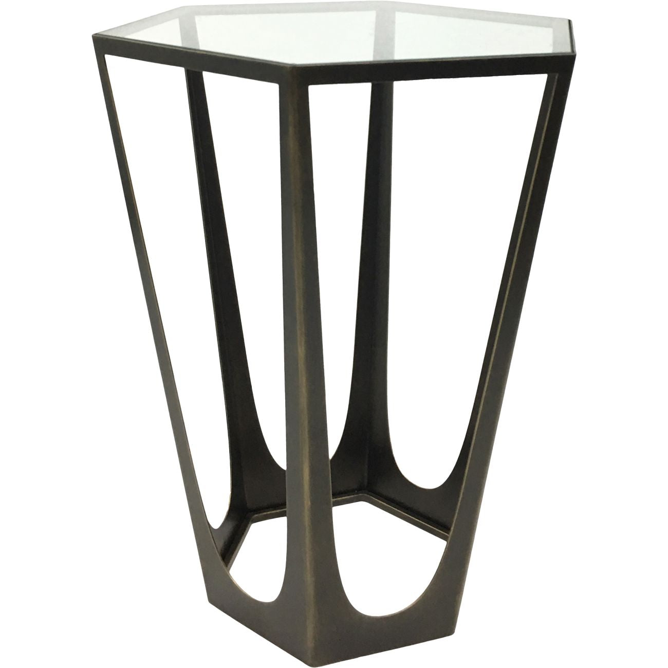 Urban Botanic Catalan Bronze Gilded Side Table with Glass Top