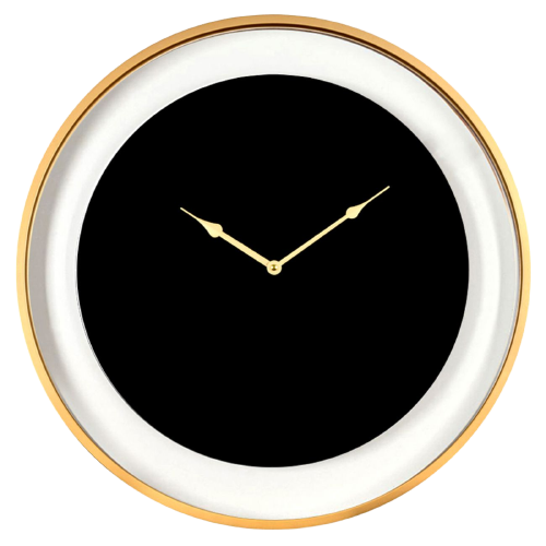 Telford Black Round Wall Clock 60cm diameter with Matt Gold Detail