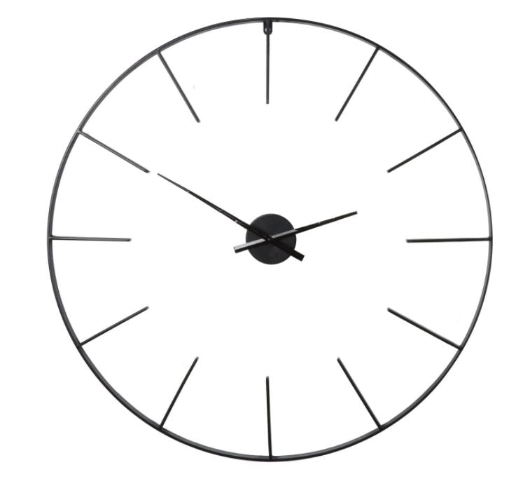 Tiverton Schwarze Skelett-Wanduhr mit 80 cm Durchmesser