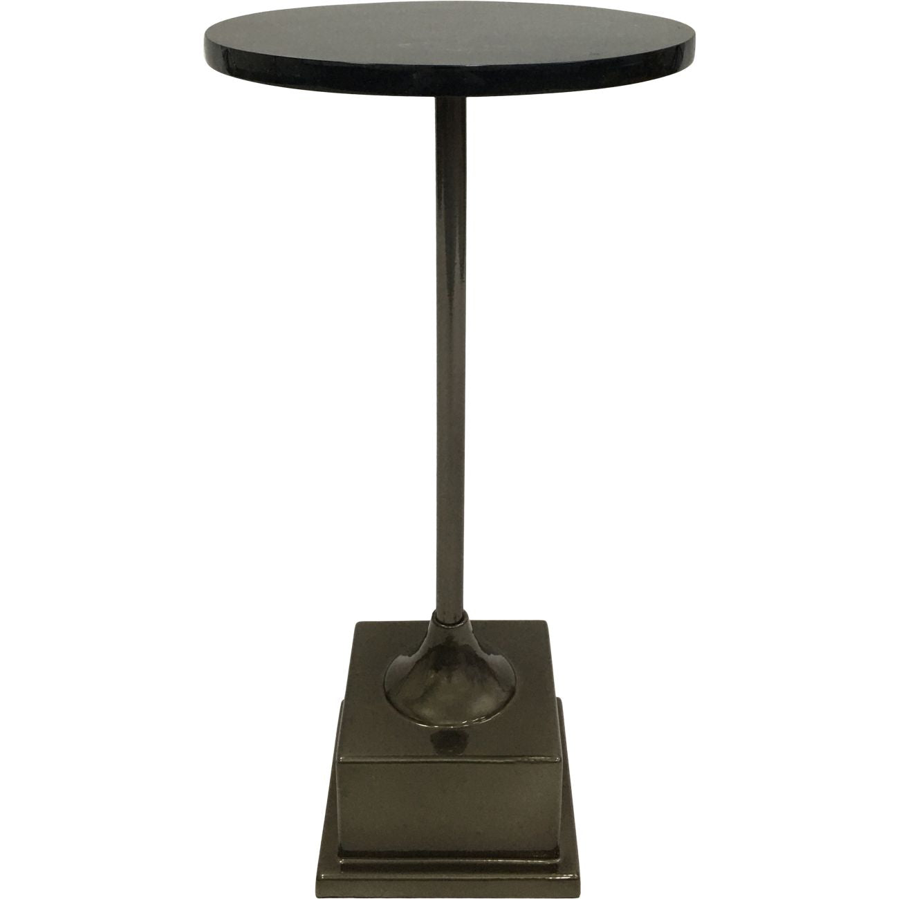 Northwich Beistelltisch mit Metallic-Schwarz-Nickel-Finish auf grünem Marmorsockel