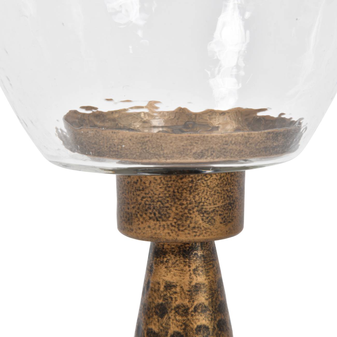 Iron and Hammered Glass Table Hurricane - Medium and Large Sizes