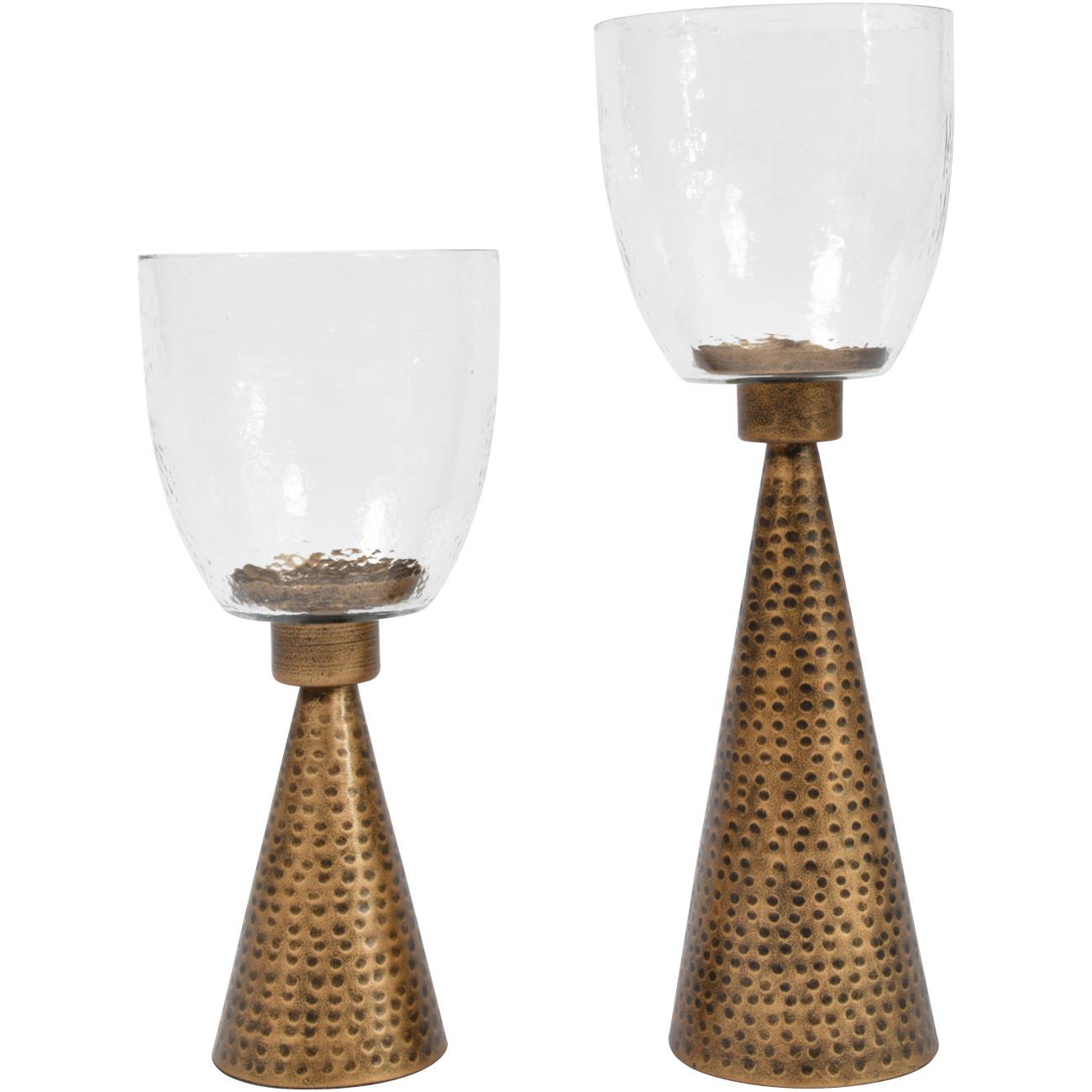 Iron and Hammered Glass Table Hurricane - Medium and Large Sizes
