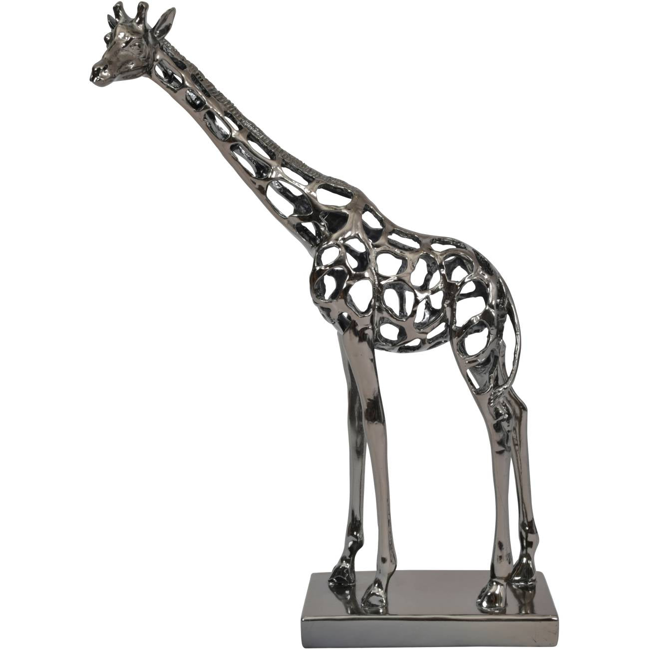 Sculpture girafe creuse Courtney en nickel noir, 50 cm