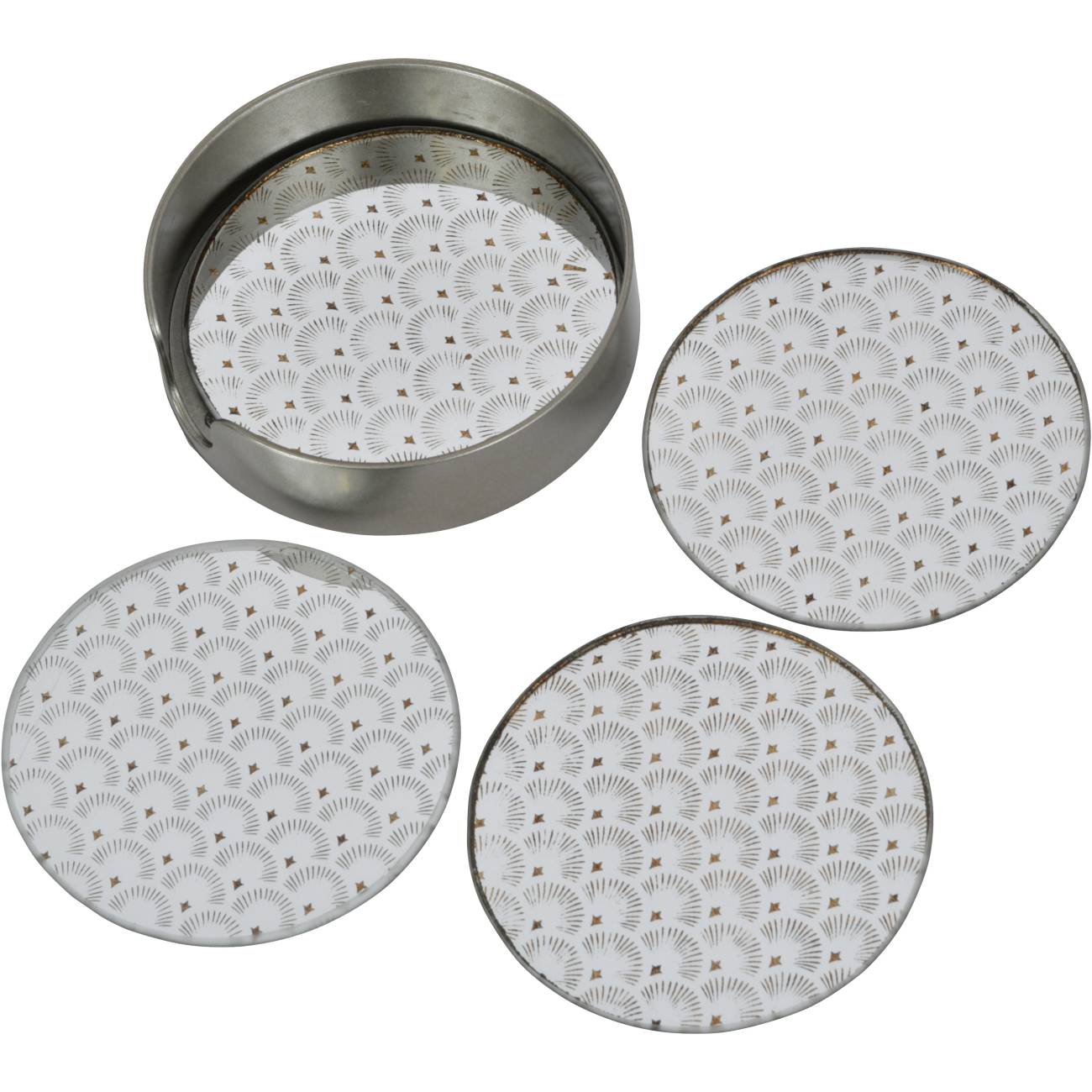 Deco scallop Antique Gold Set of 4 Coasters