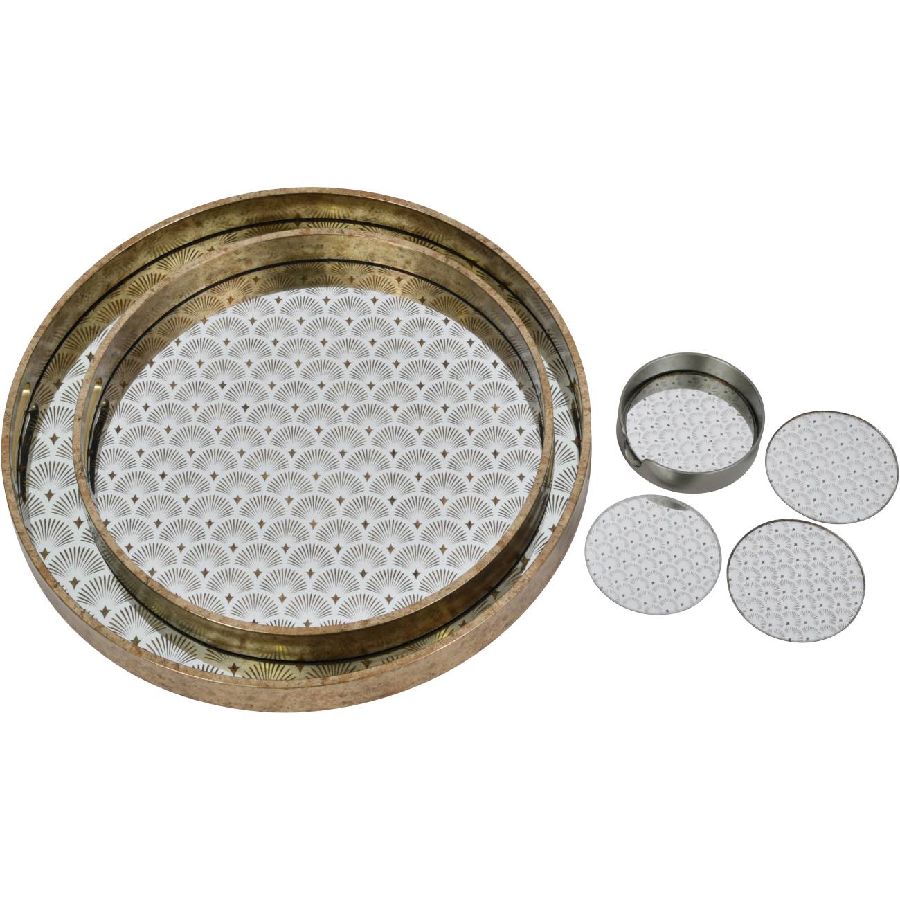 Deco scallop Antique Gold Set of 4 Coasters