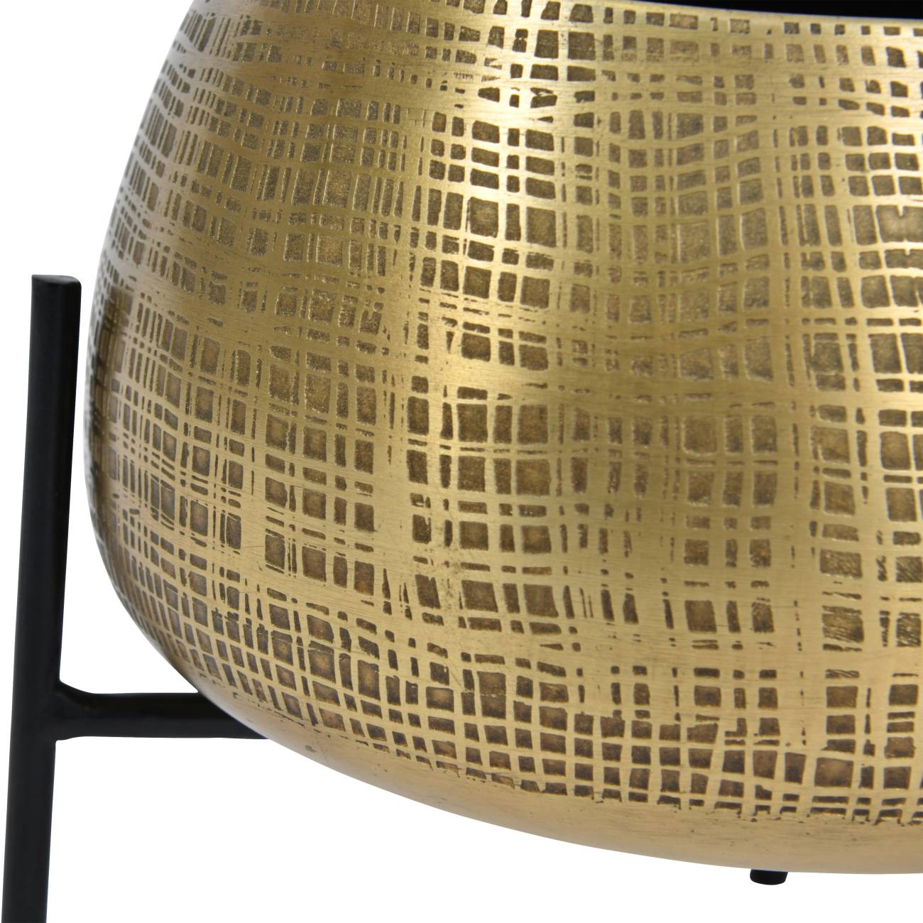 Clyde Tabletop Brass Set of 2 Planters on Black Stands