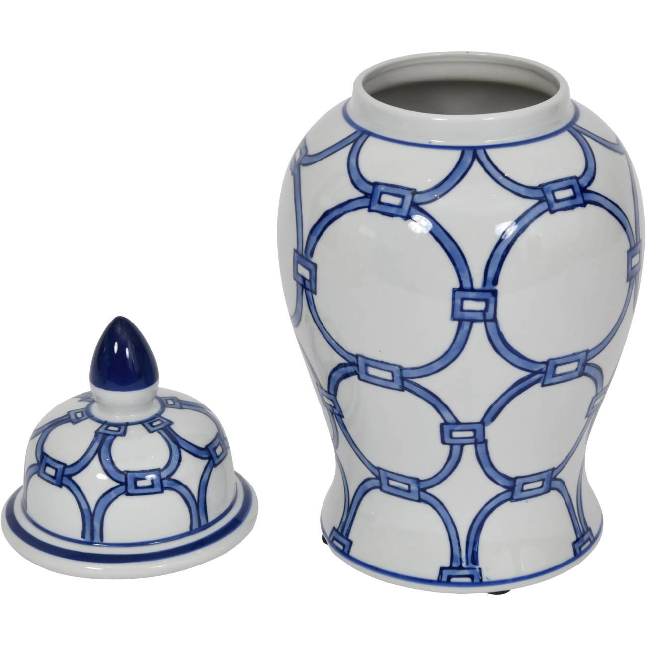Blue Loops Handpainted Ginger Jar - Small and Large Sizes
