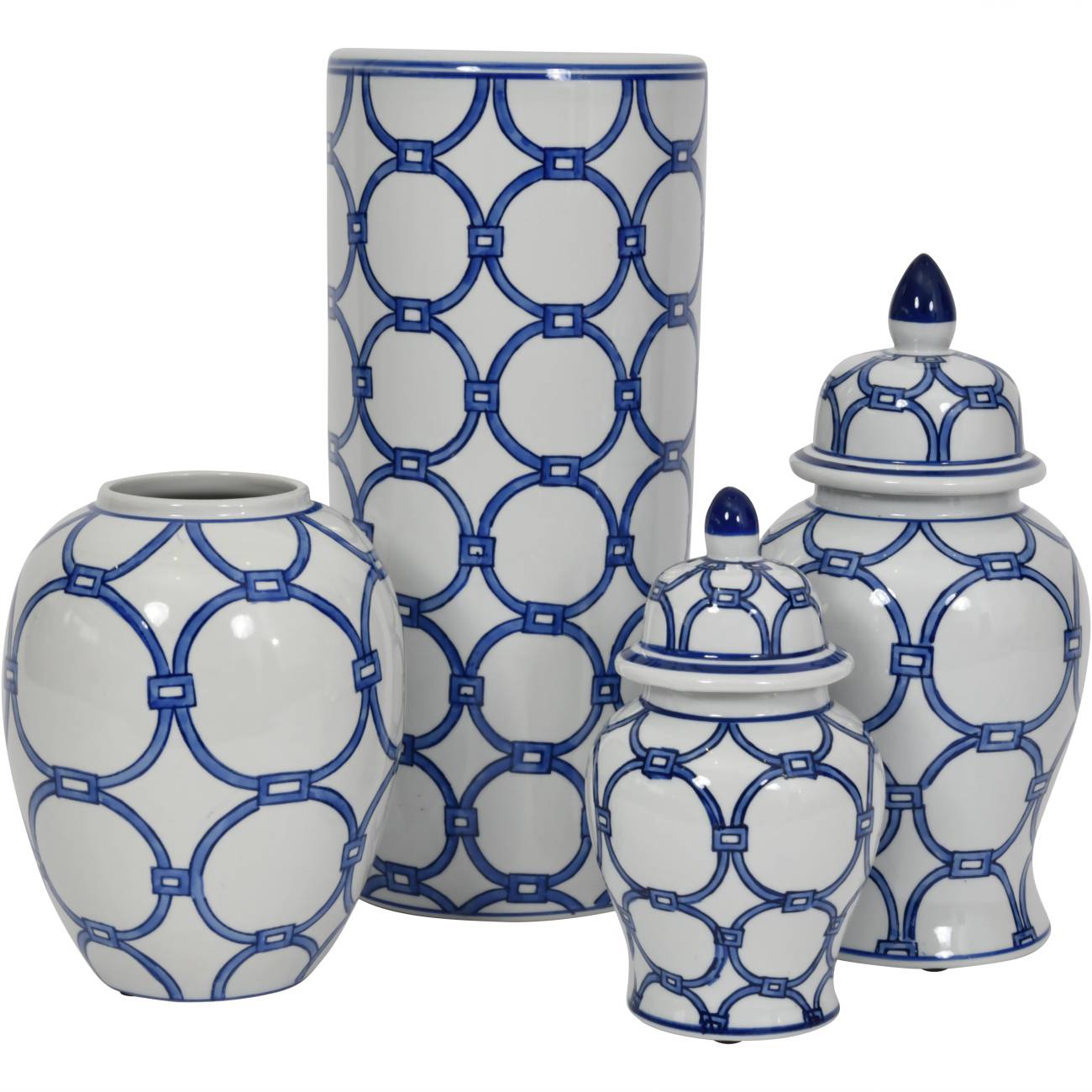 Blue Loops Handpainted Ginger Jar - Small and Large Sizes
