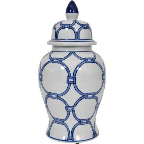 Blue Loops Handpainted Ginger Jar - Small and Large Sizes