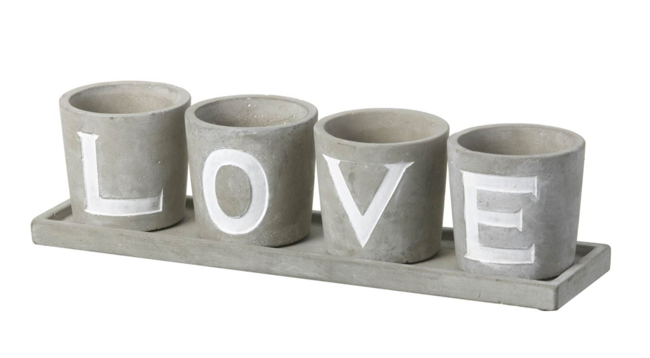 Übertopf Love Cement Grey 4er-Set