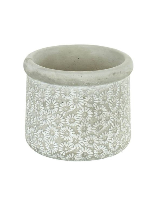 Planter Daises Cement Grey Small