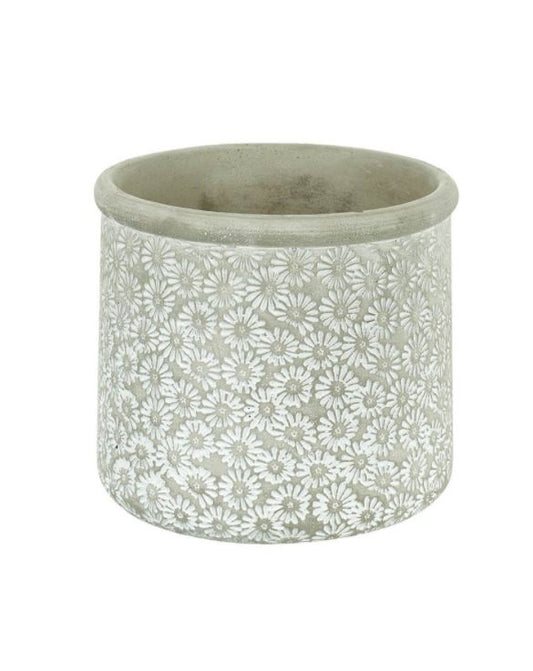 Planter Daisies Cement Grey Large