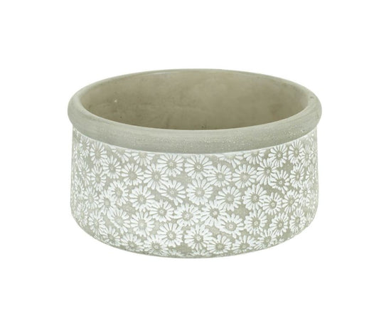 Planter Daisies Cement Grey