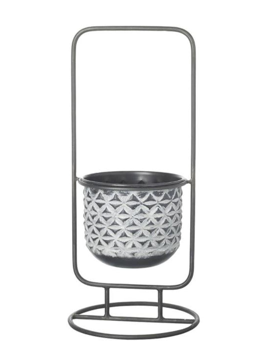 Brunelle Planter Grey/white Metal Small