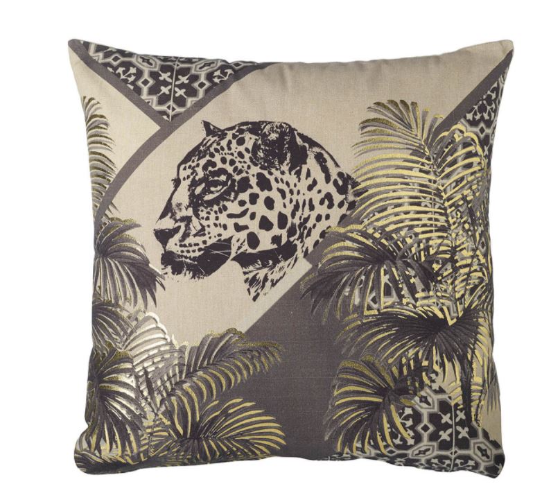 Leopard Cushion Black//Grey/Gold