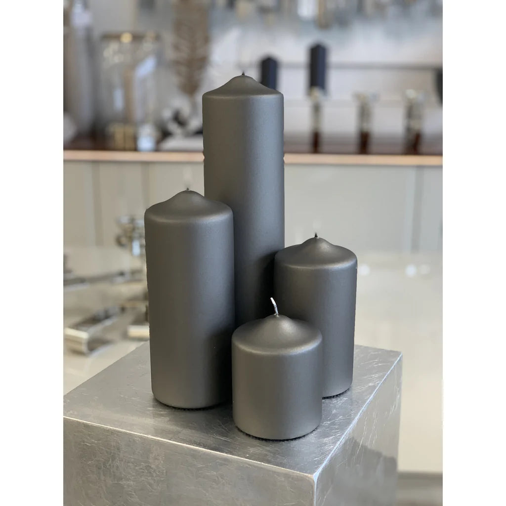 Grey Metallic Candle 20cm