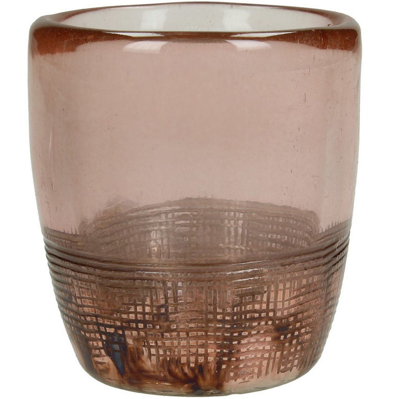 Teelichthalter aus strukturiertem Glas in Blush Lustre