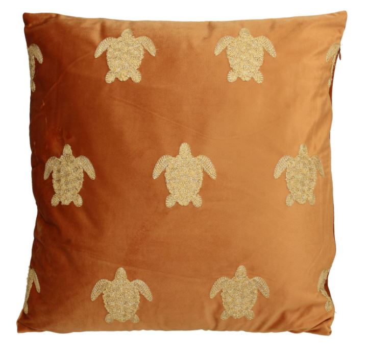 Amorosa Terracotta Velvet Turtle Cushion