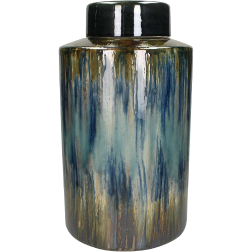 Blue Ceramic Lidded Jar Large