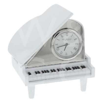 WILLIAM WIDDOP® MINIATURE CLOCK - White Grand Piano