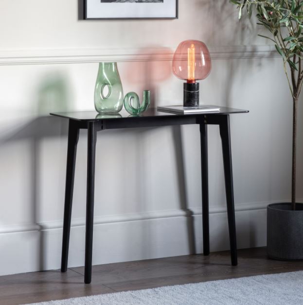 Blair Black Glass Console Table