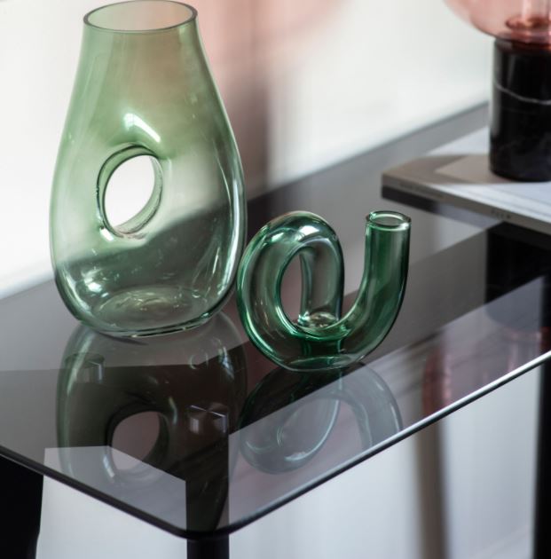 Blair Konsolentisch aus schwarzem Glas