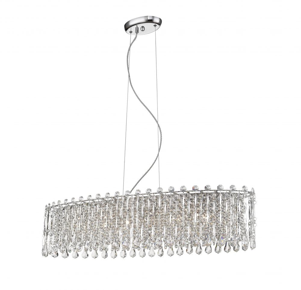 Lustre oblong en cristal chromé Forli