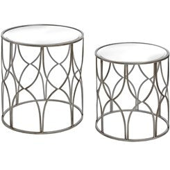 Hill Lattice Detail Silver Side Table Set Of Two