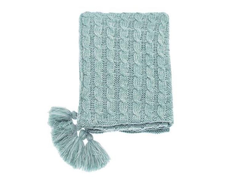 Patchwork knit throw bleu de mer
