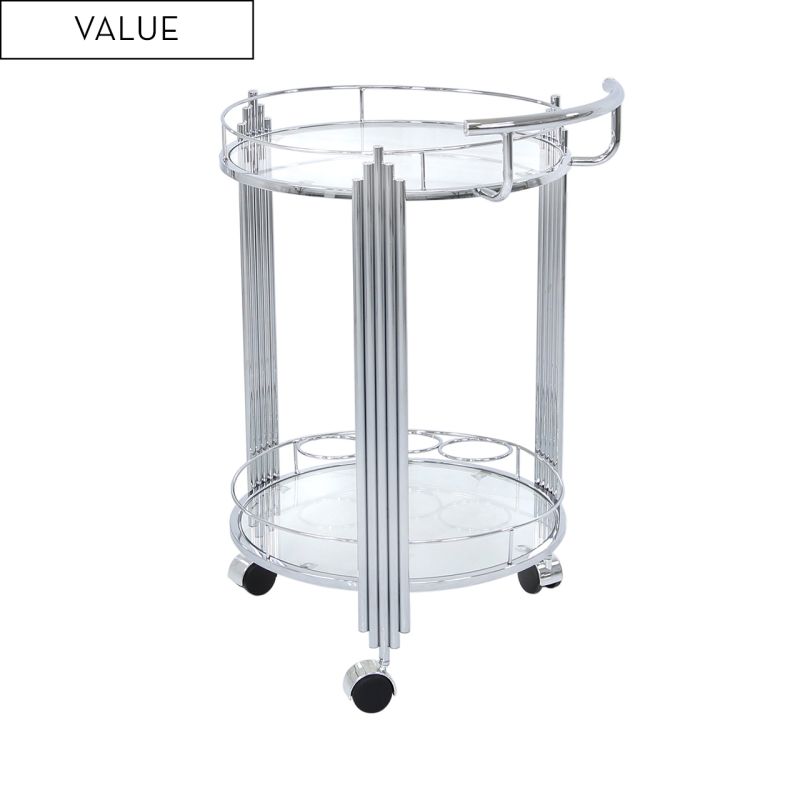 Cohen Silver Round Drinks Trolley