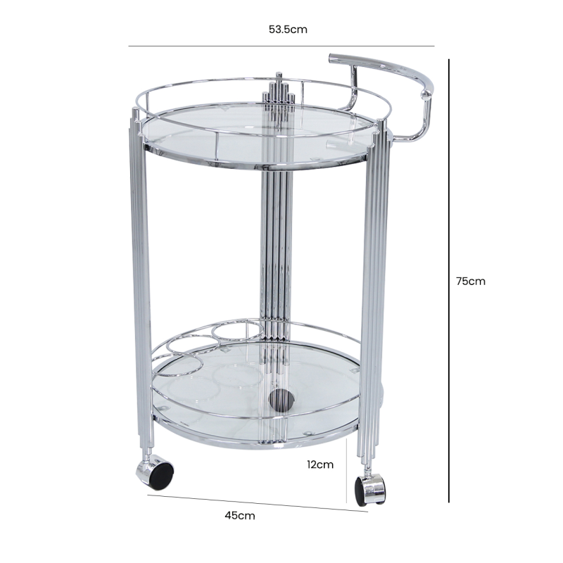 Cohen Silver Round Drinks Trolley