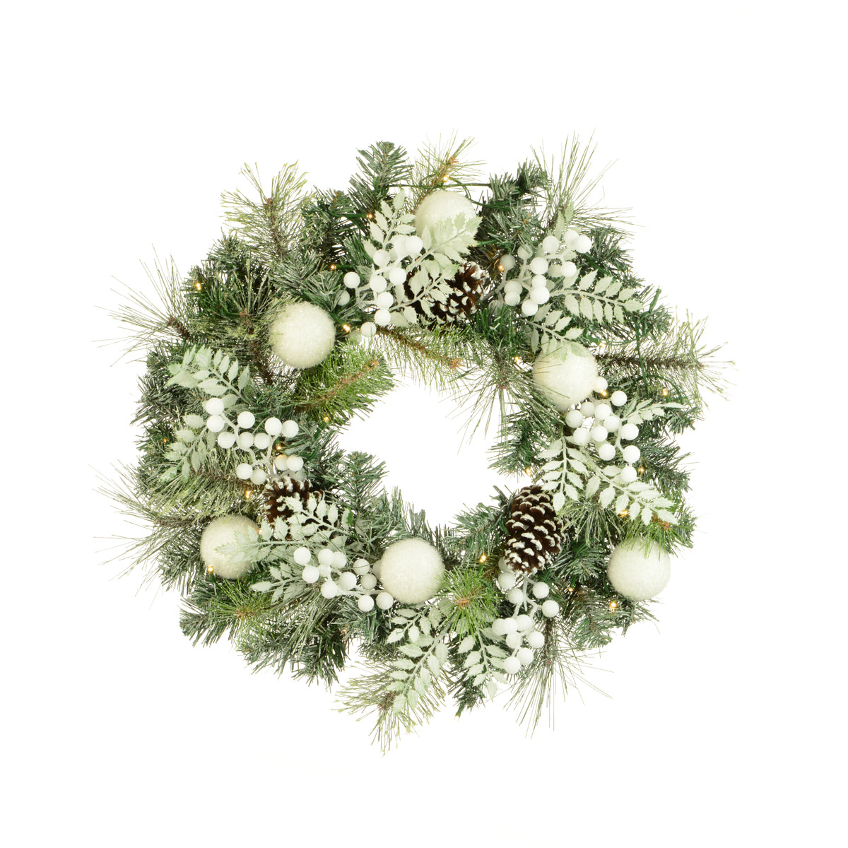 Frosted Berry Wreath 50cm with 35 LED