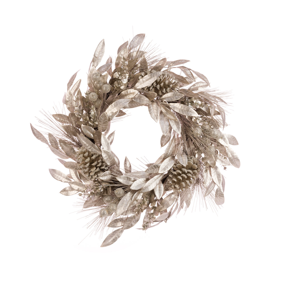 Metallic Laurel/Cone Wreath 60