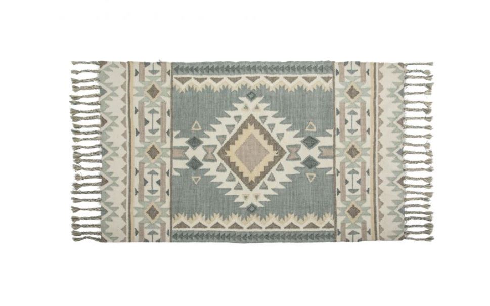 Simply Green Aztec Killim Rug Grey Large