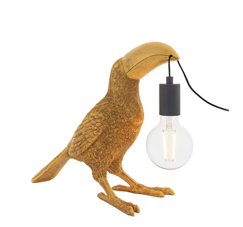 Toucan Table Lamp in Gold and Silver